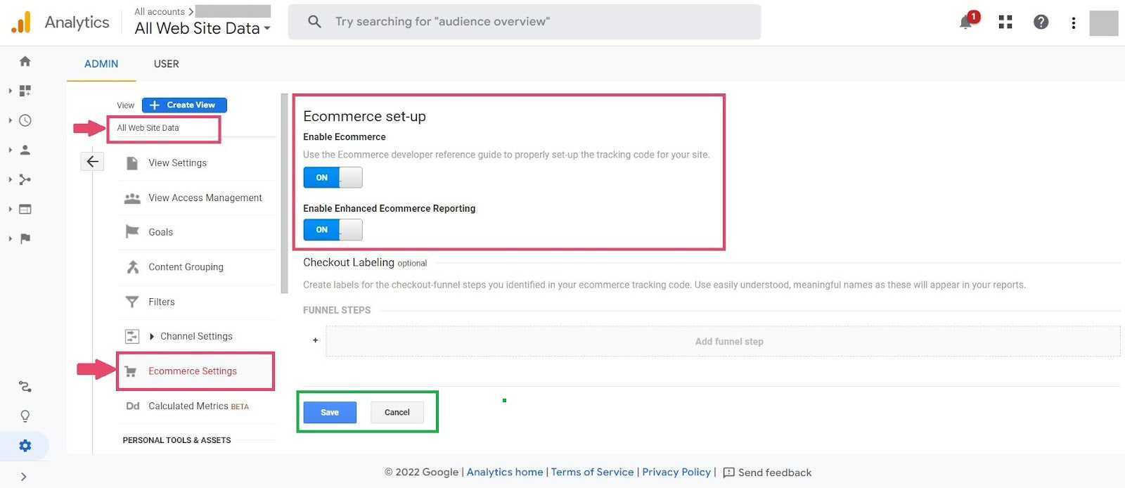 Google Analytics - Admin