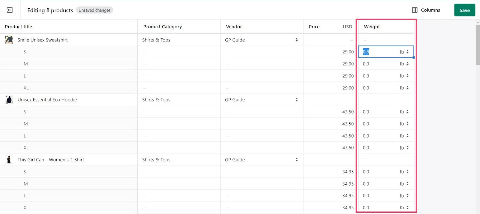 Shopify 管理员 - 批量编辑页面