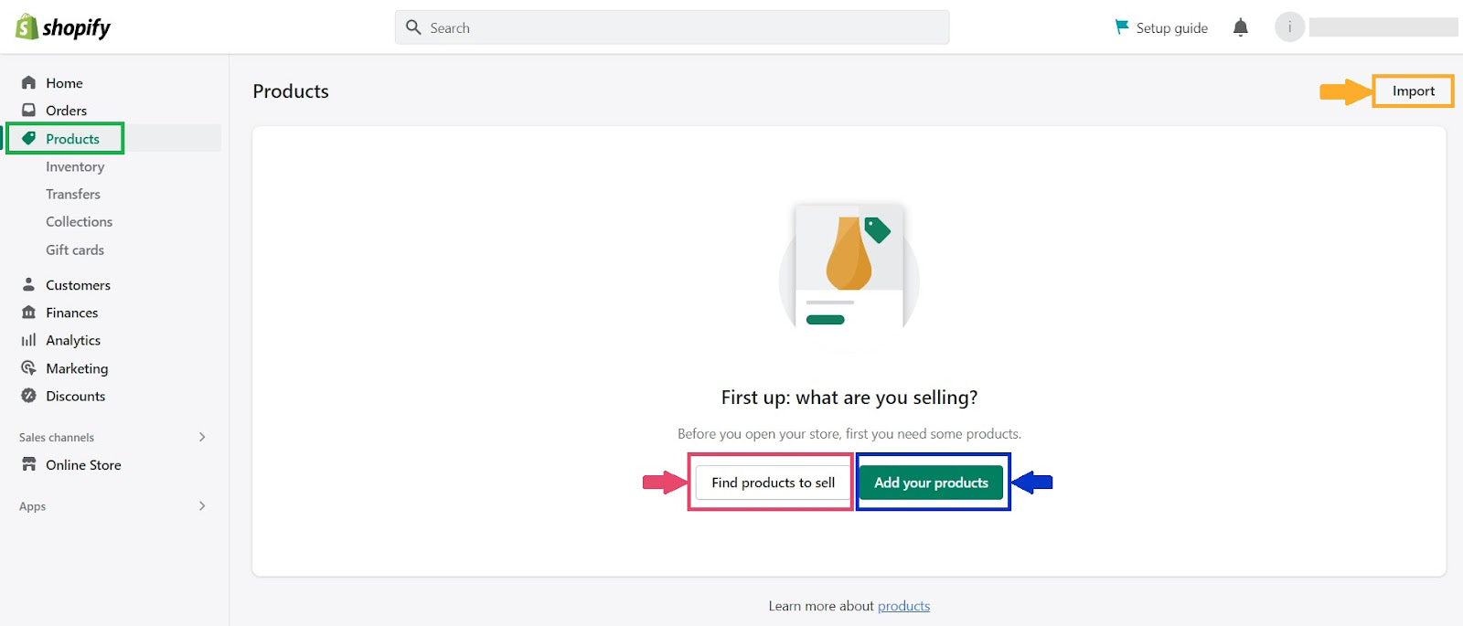 Shopify 管理员 - 产品选项卡