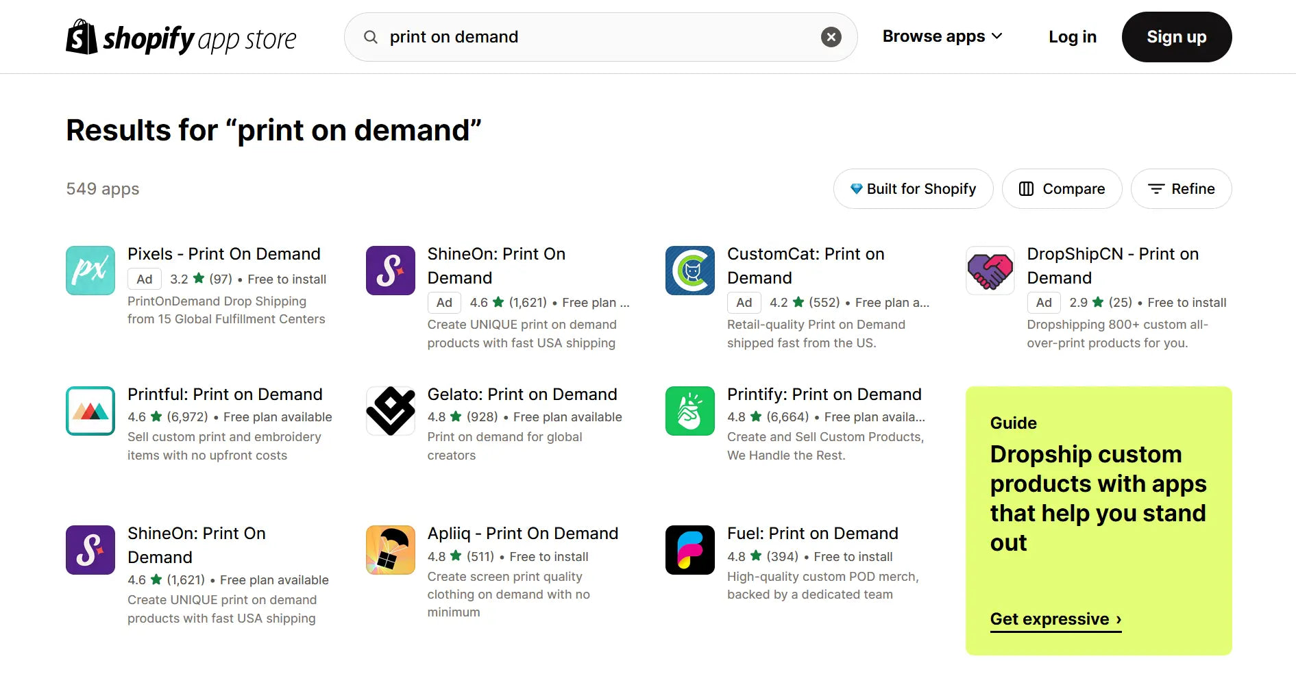Screenshot of the Shopify App Store.