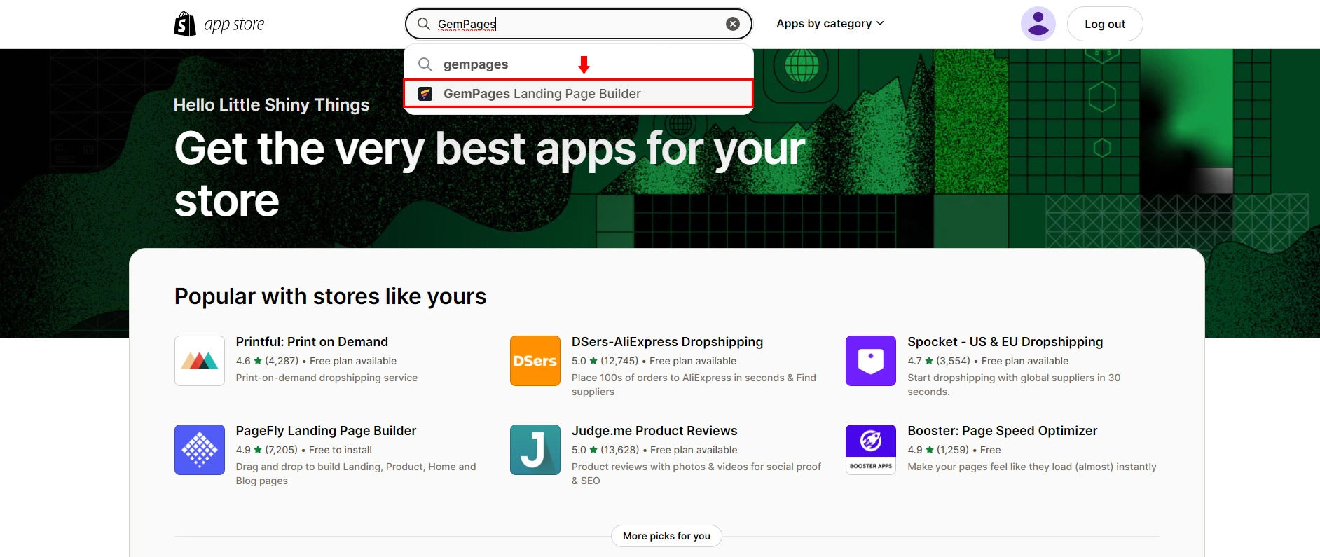 Screenshot of Shopify App Store