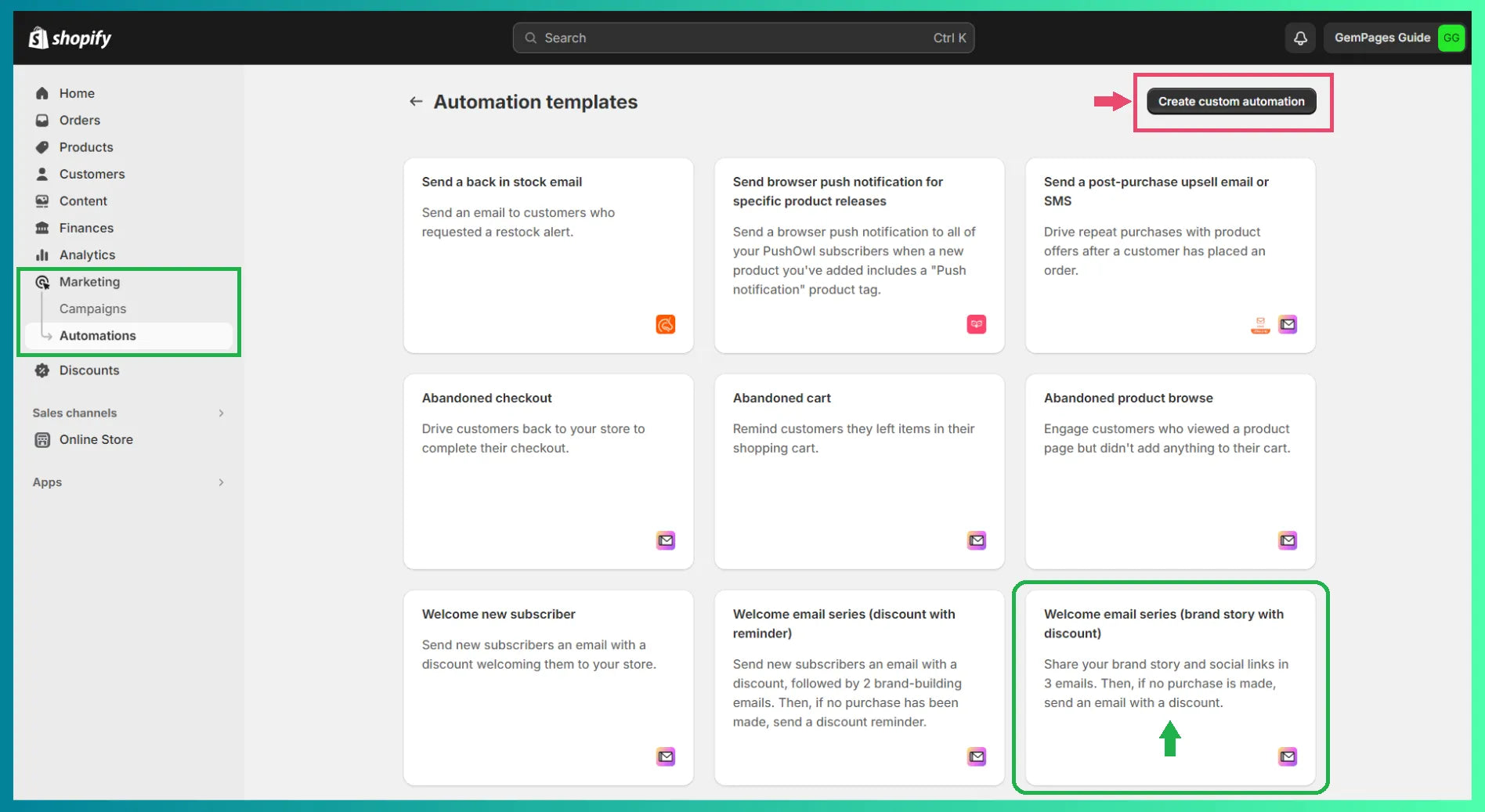Shopify email marketing automation templates