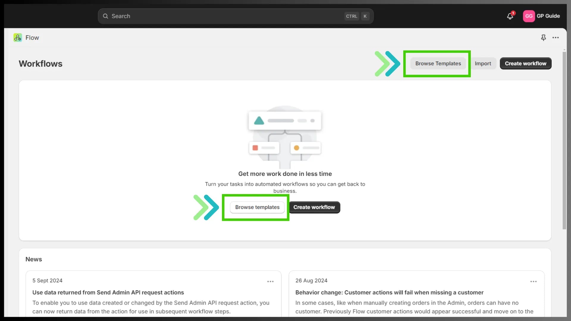 Shopify Flow dashboard