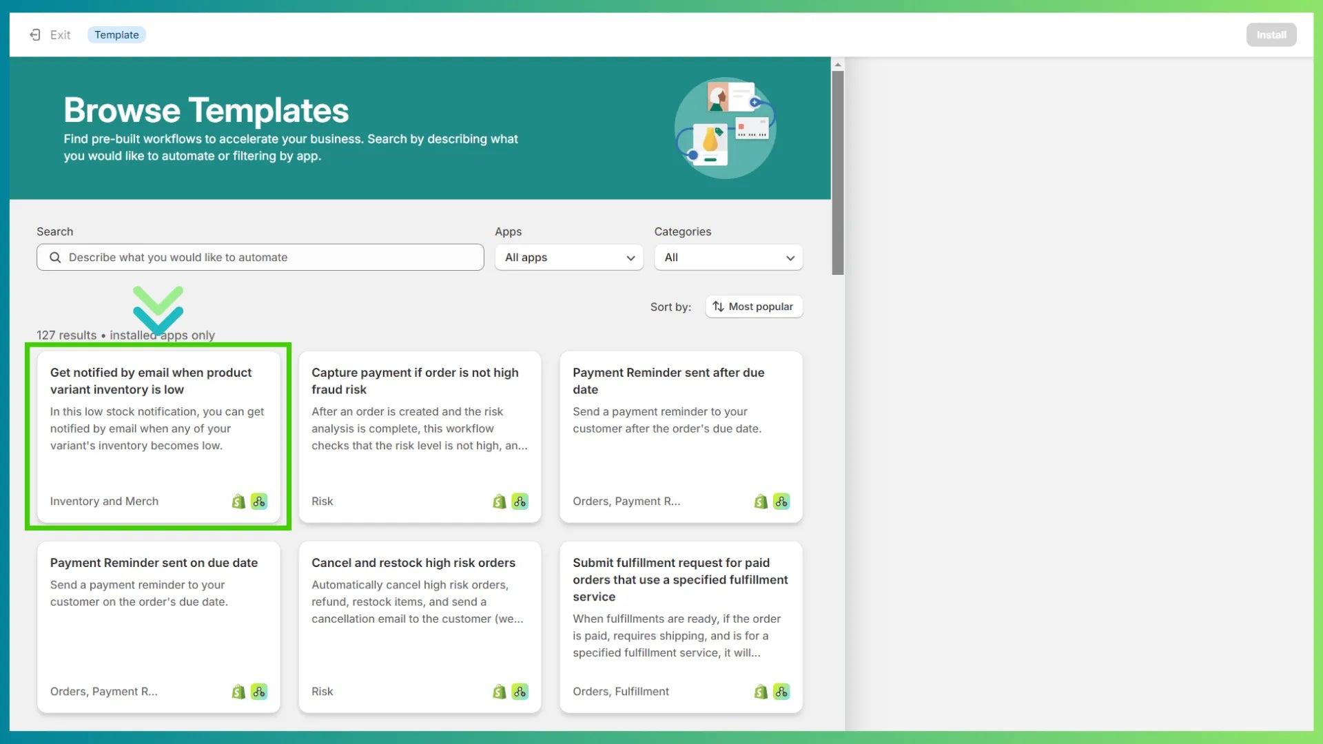 Workflow templates in Shopify Flow