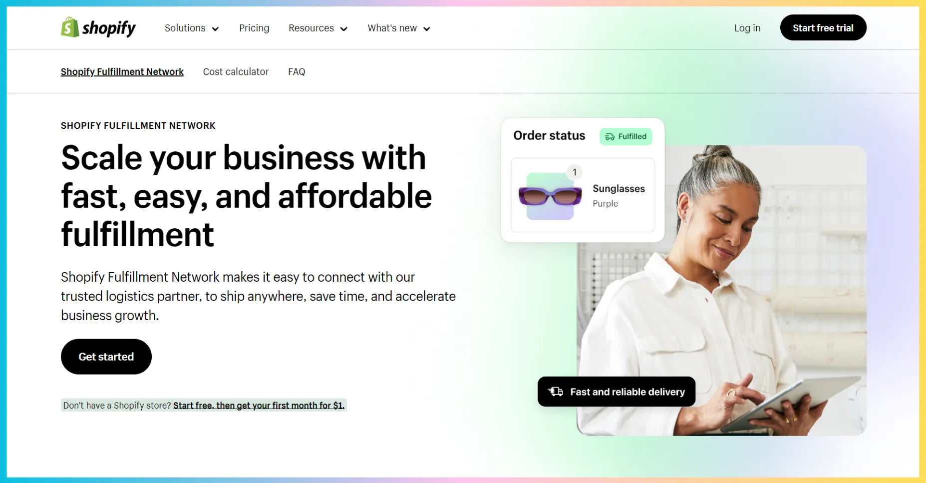 Shopify Fulfillment Network’s landing page