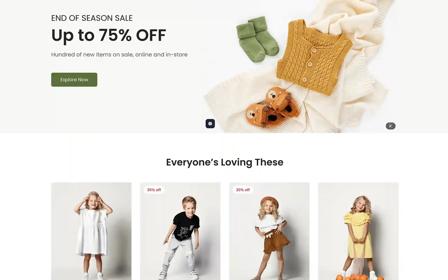 Shopify homepage templates for mommy and children's fashion