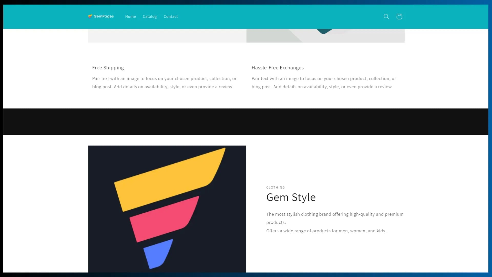 Brand profile section on a demo website