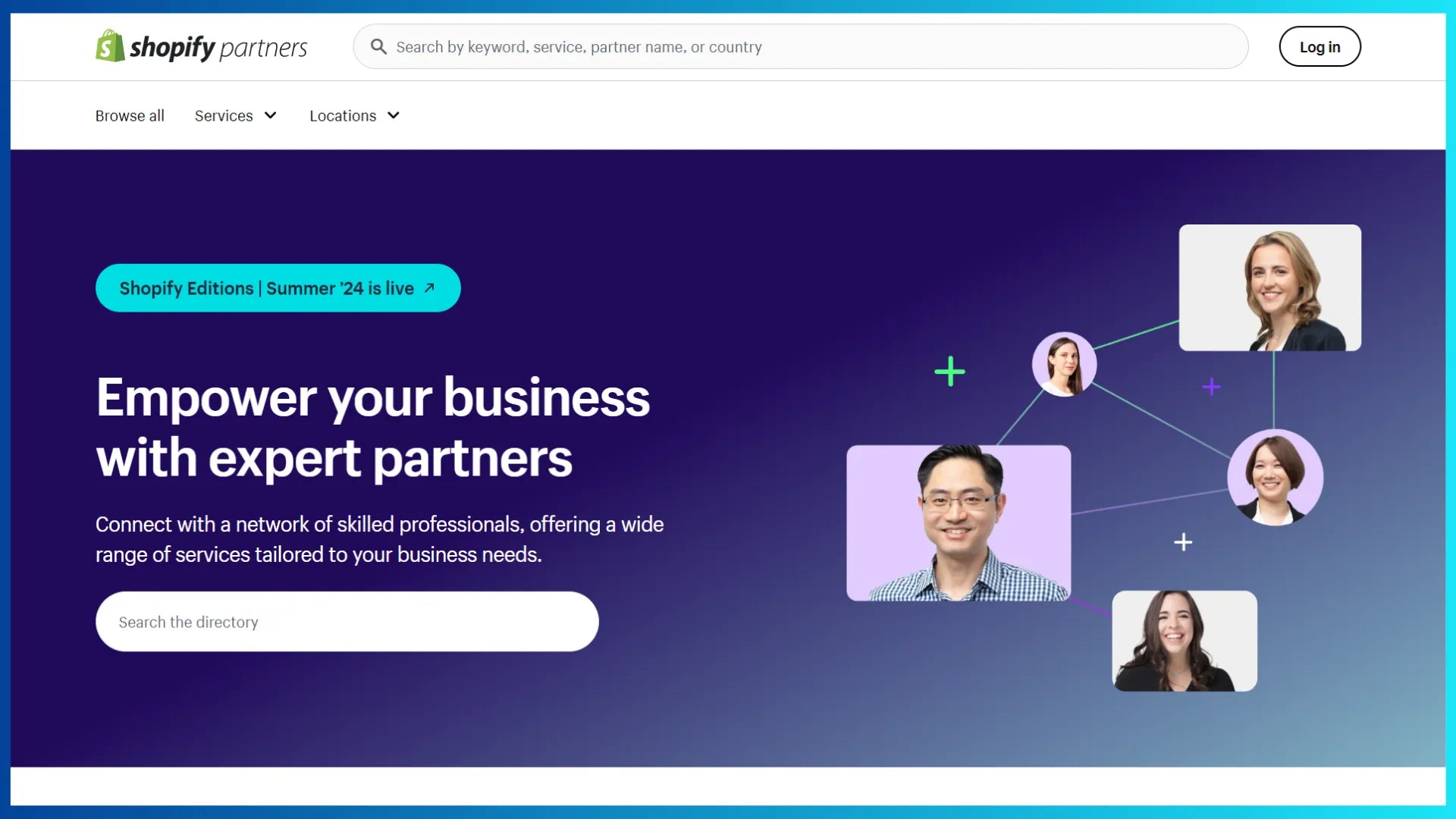 Homepage of the Shopify Partner Directory