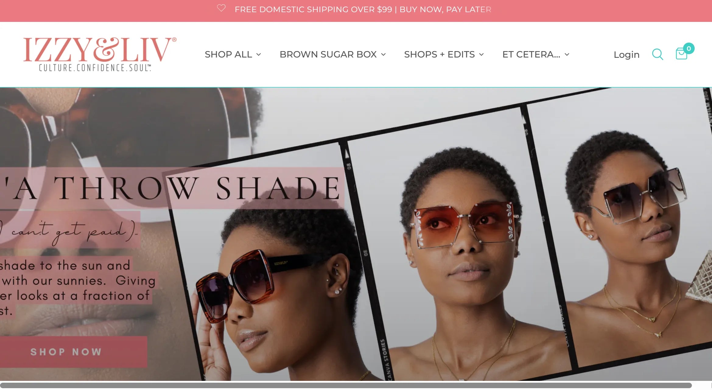 A black woman wearing three types of sunglasses