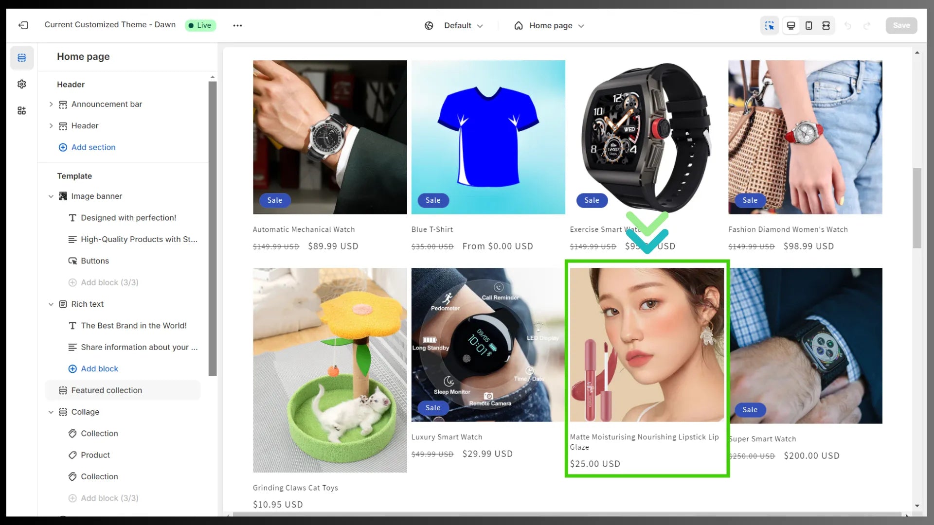 Shopify theme editor