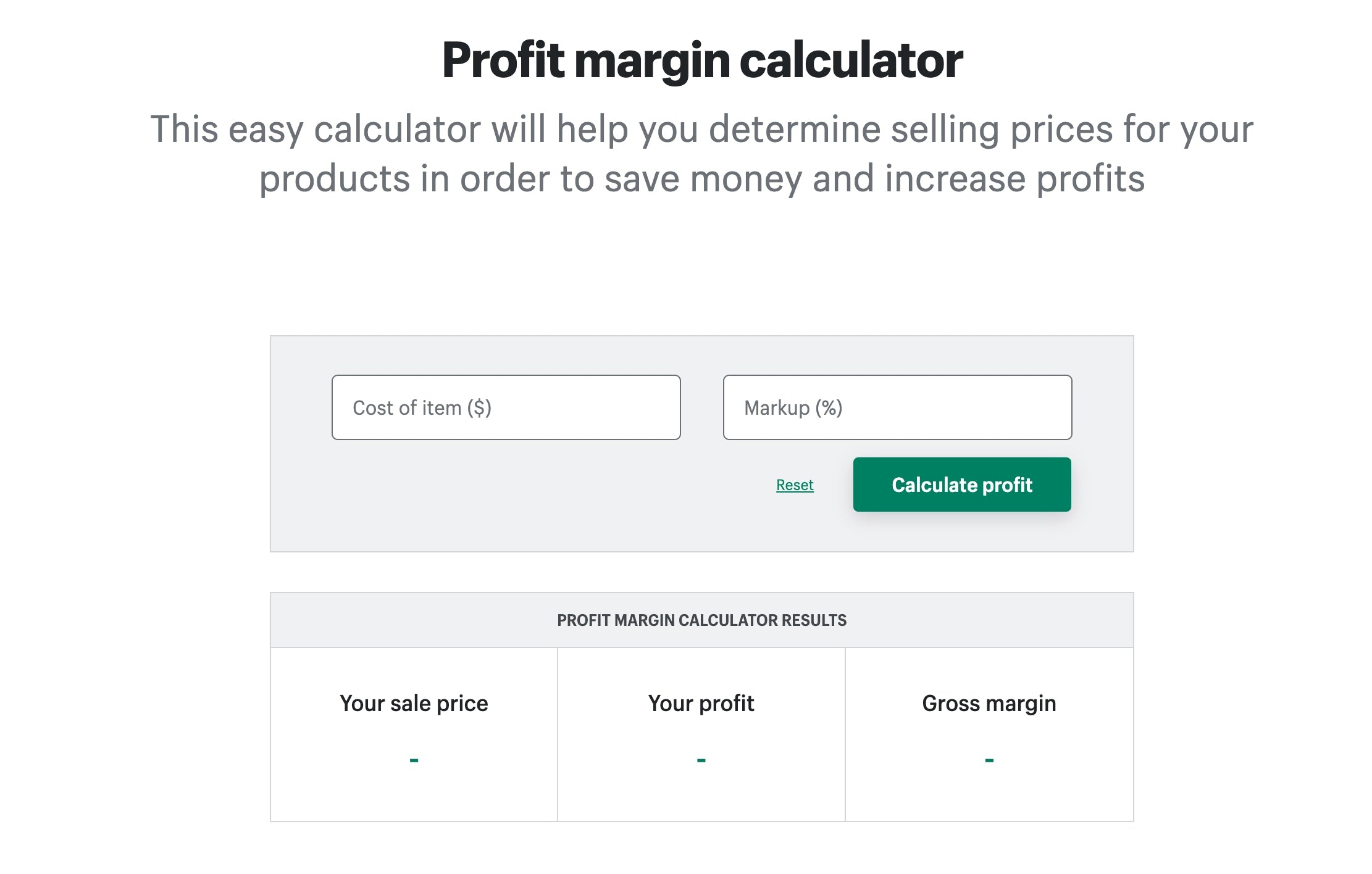 Shopify profit margin calculator