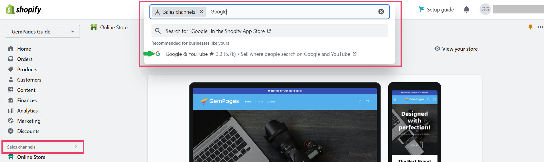 Shopify 管理员 - 销售渠道