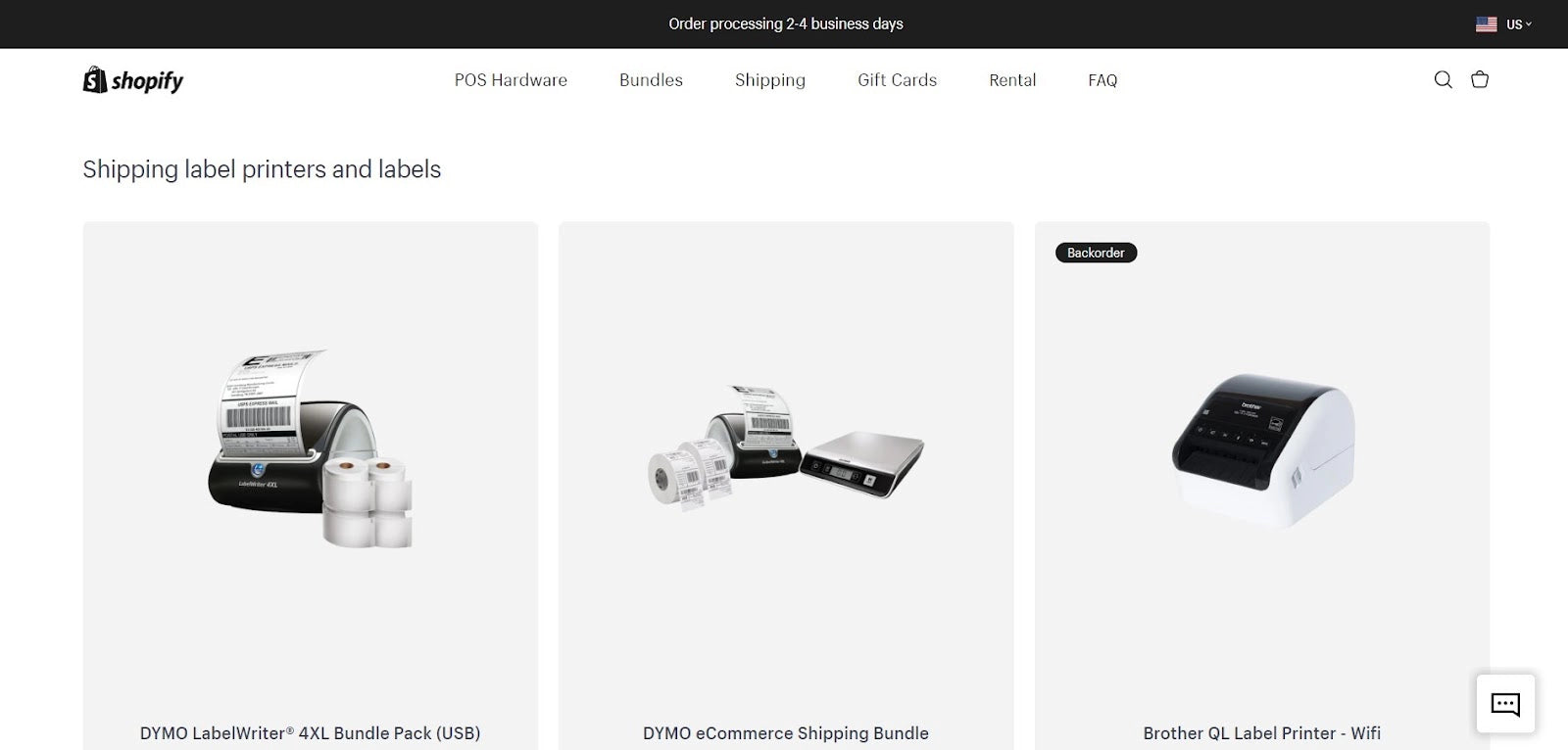 Shopify hardware - Shipping label printers and labels