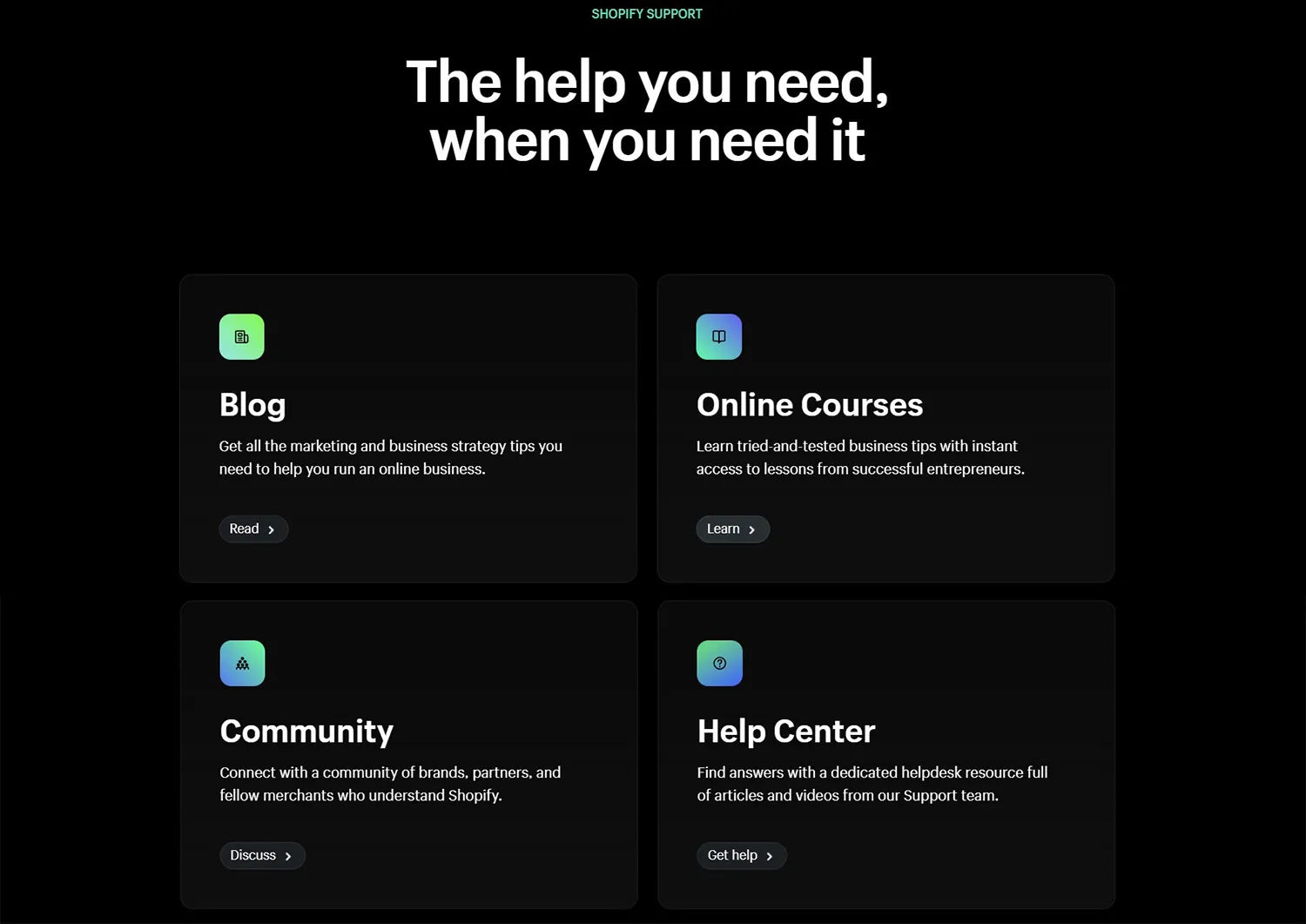 Shopify’s support