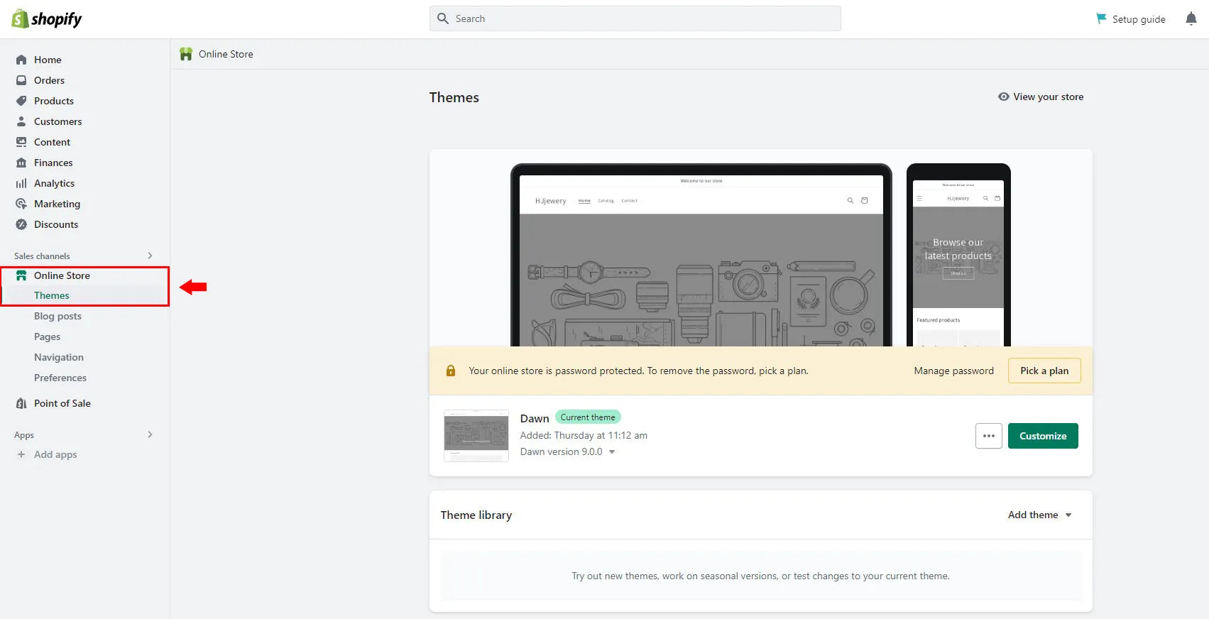 Shopify’s themes section