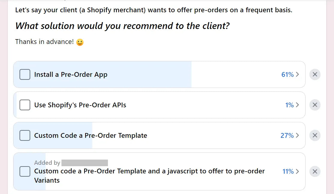 Poll for the best method to set up a pre-order on a Shopify store
