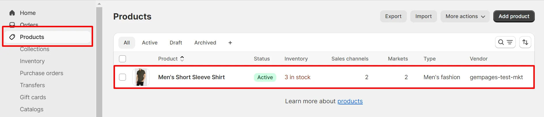 Screenshot of setting metafield on product.