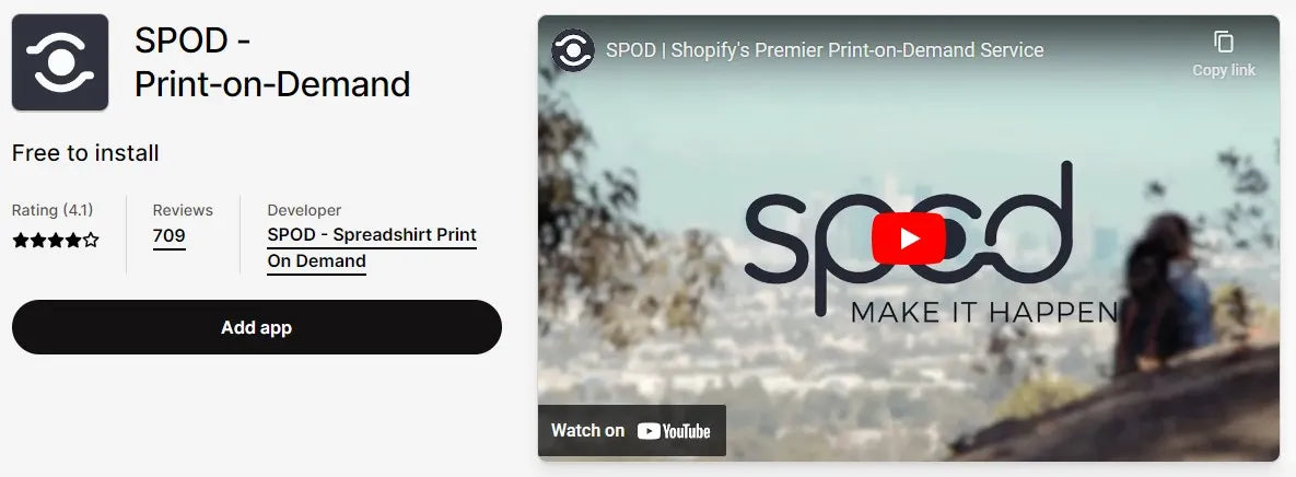 SPOD: Print on Demand app on Shopify