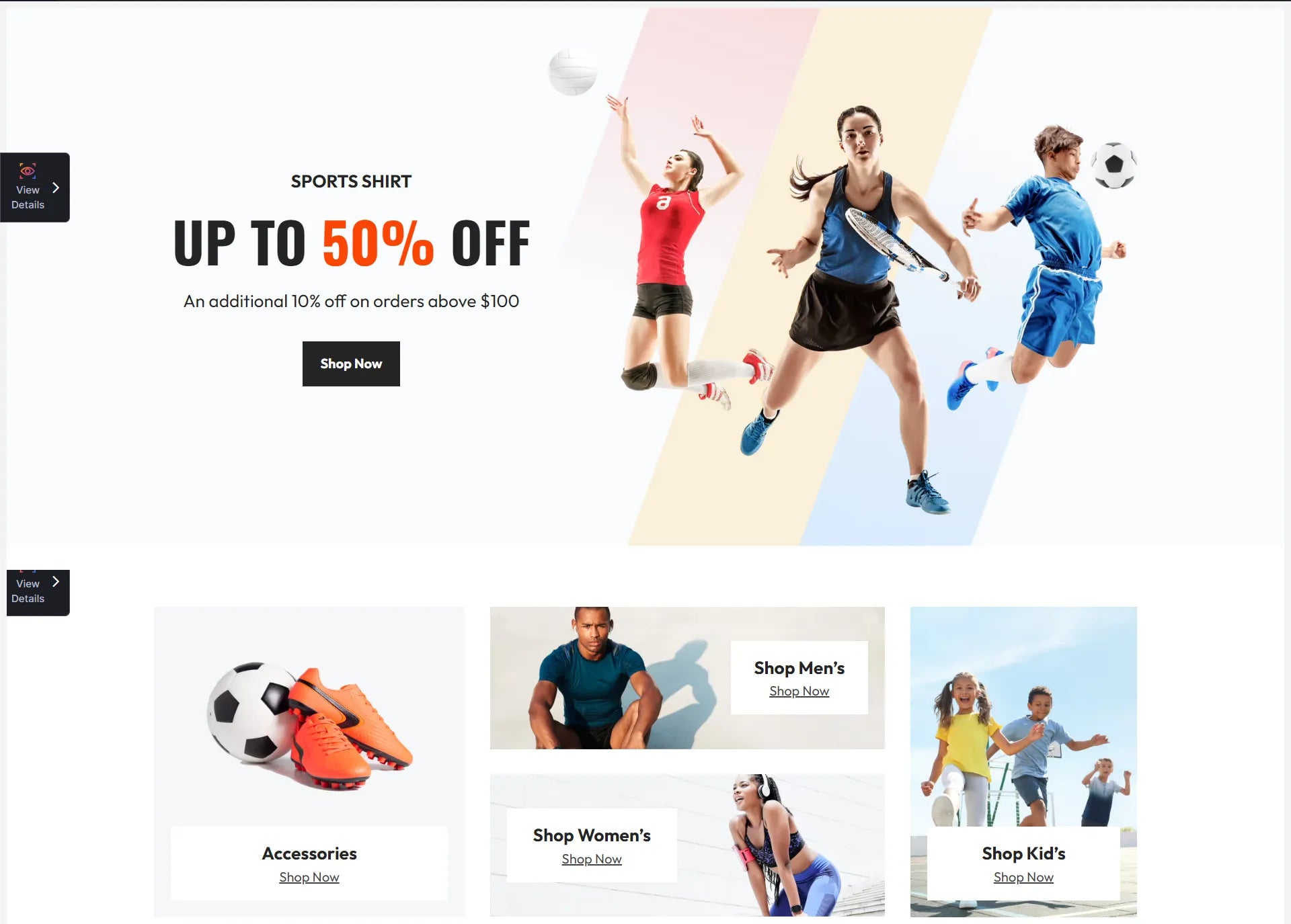 Screenshot of GemPages’ fitness template.