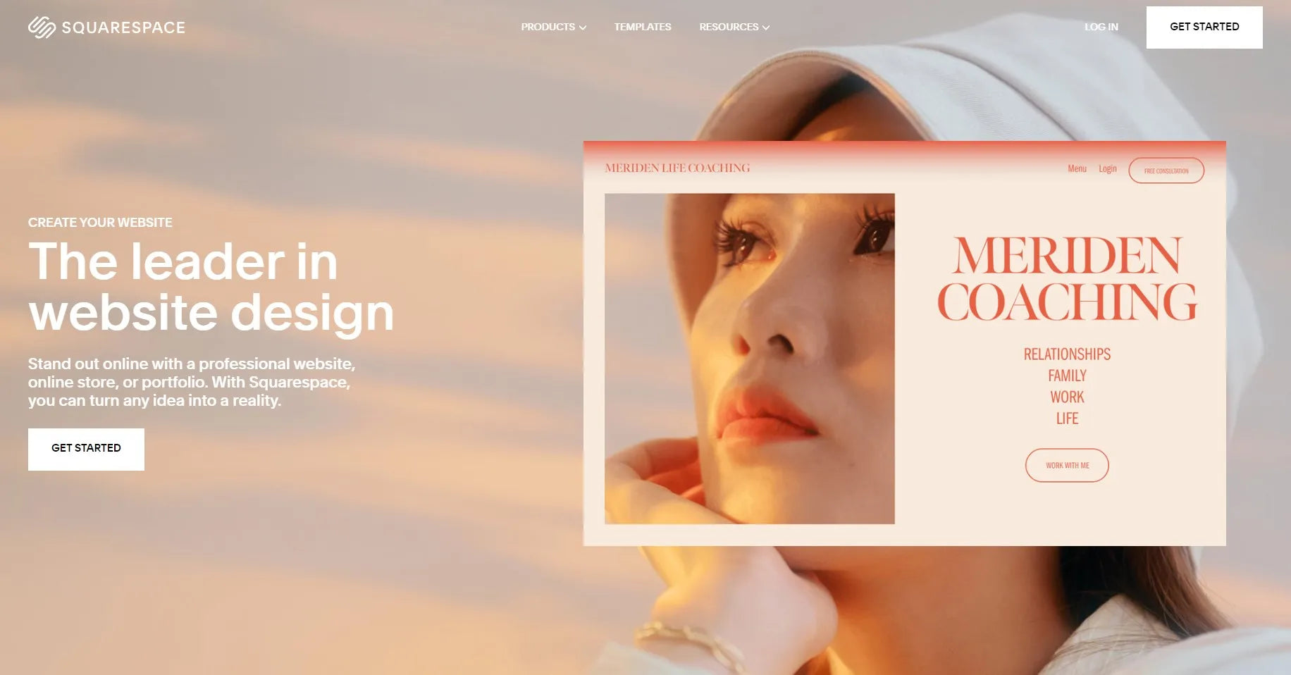 Página de creación de sitios web de Squarespace