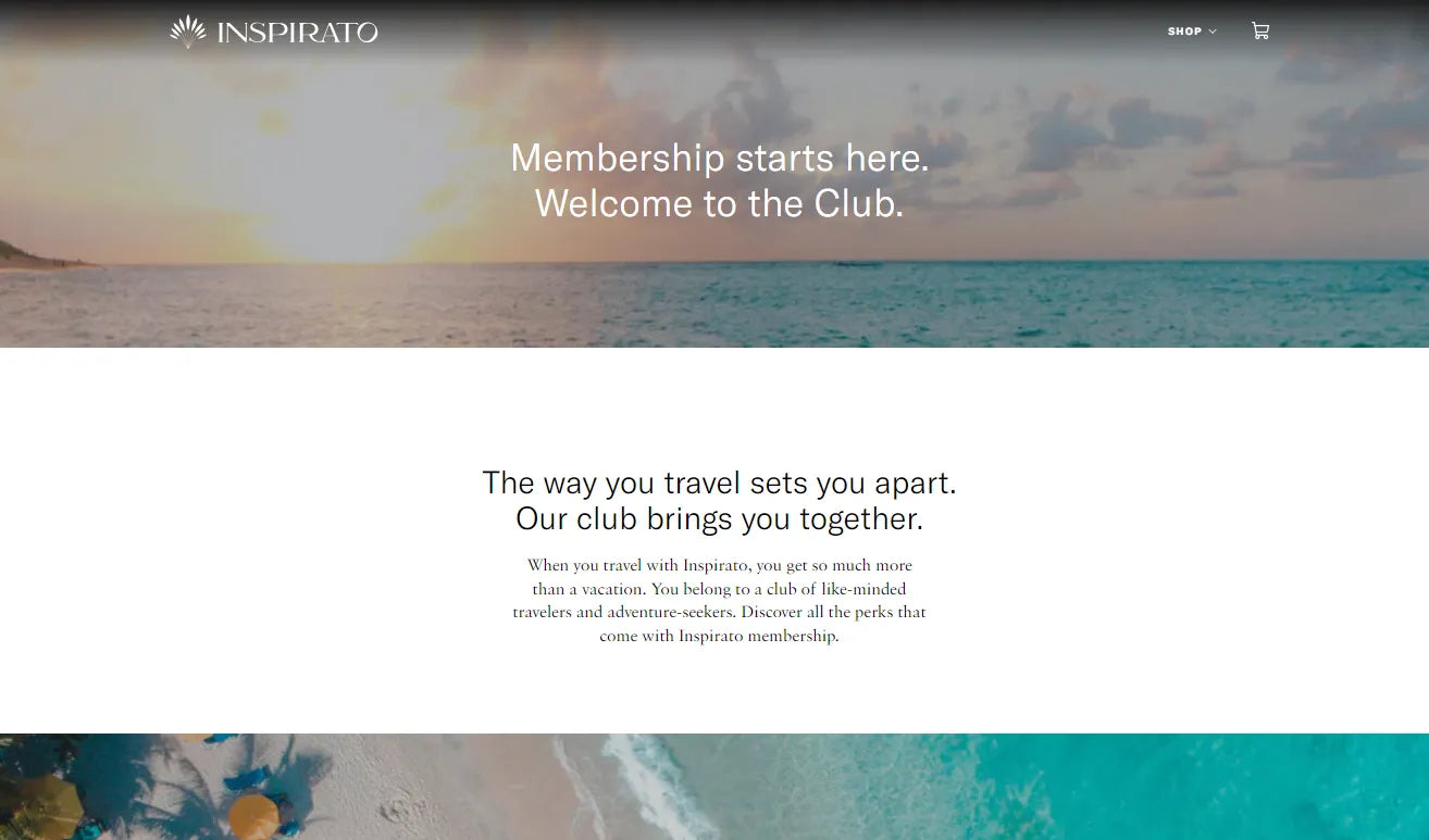 Inspirato subscribe page built with Shopify
