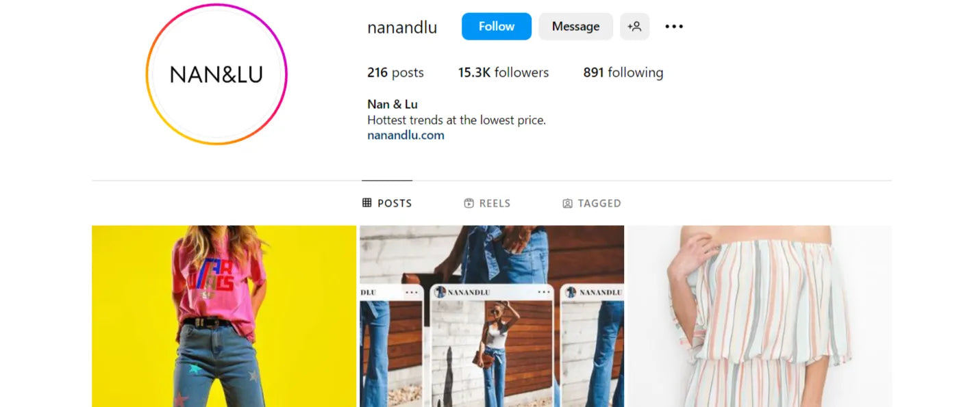 Página de Instagram de Nan&Lu