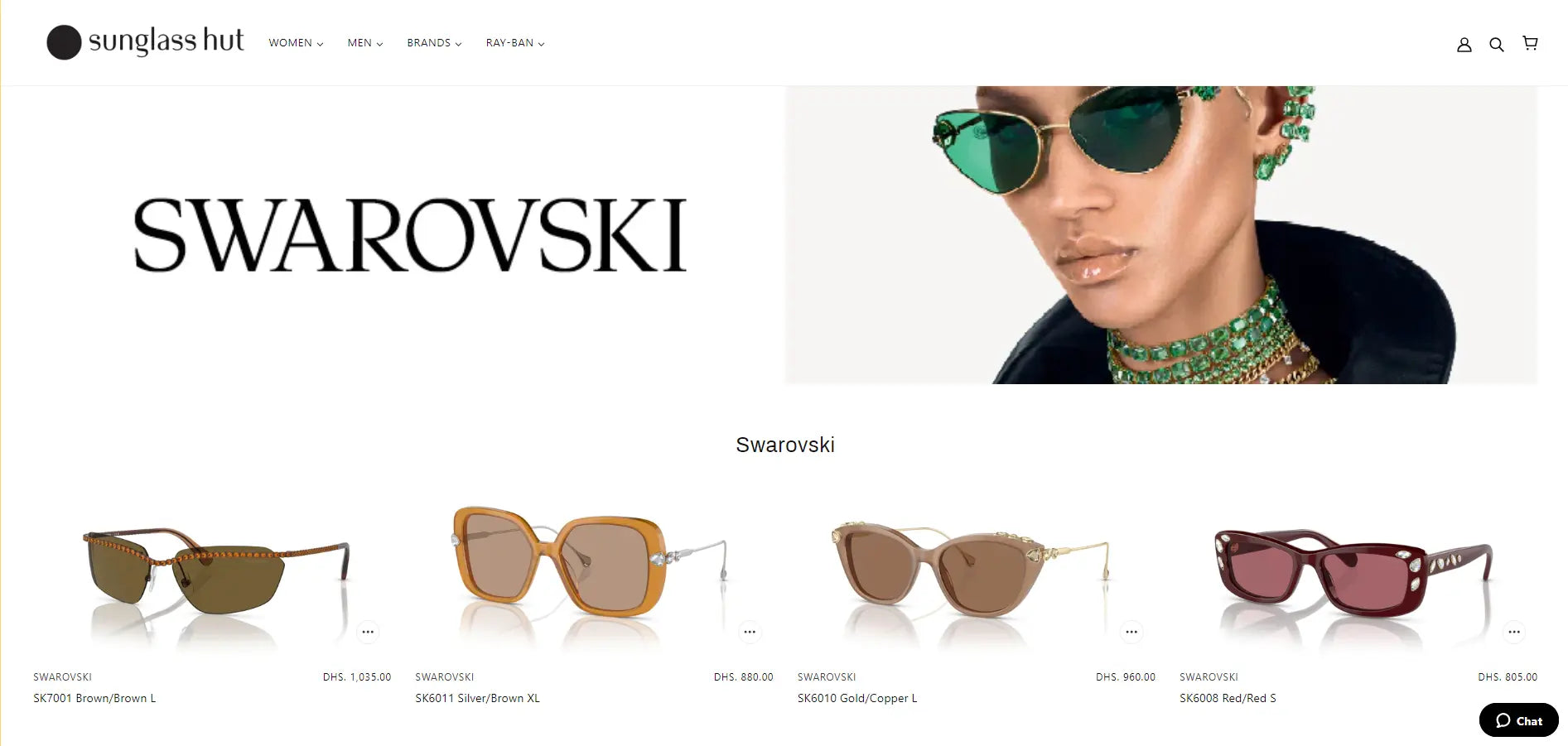 a screenshot of sunglasshut website