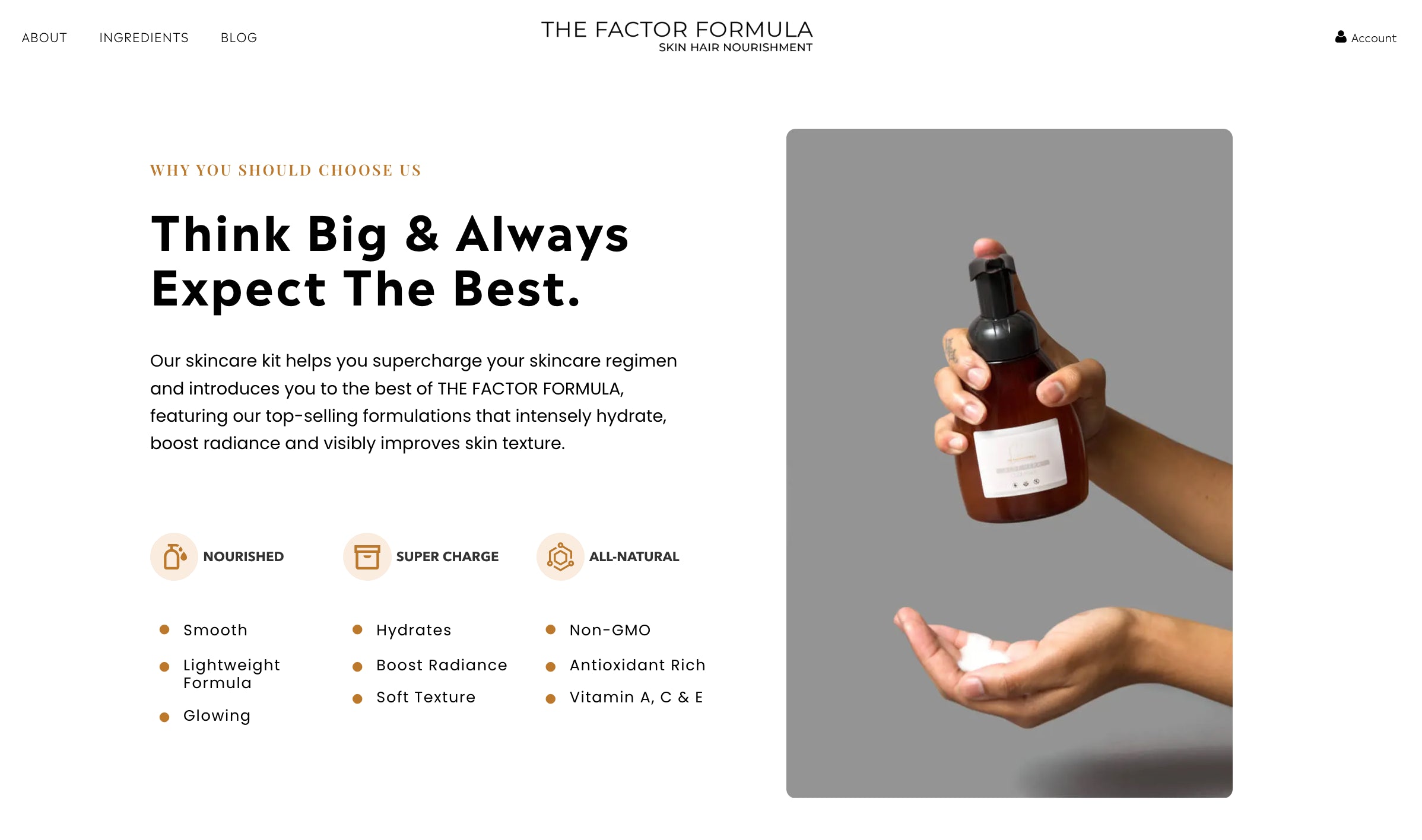 The Factor Formula's landing page