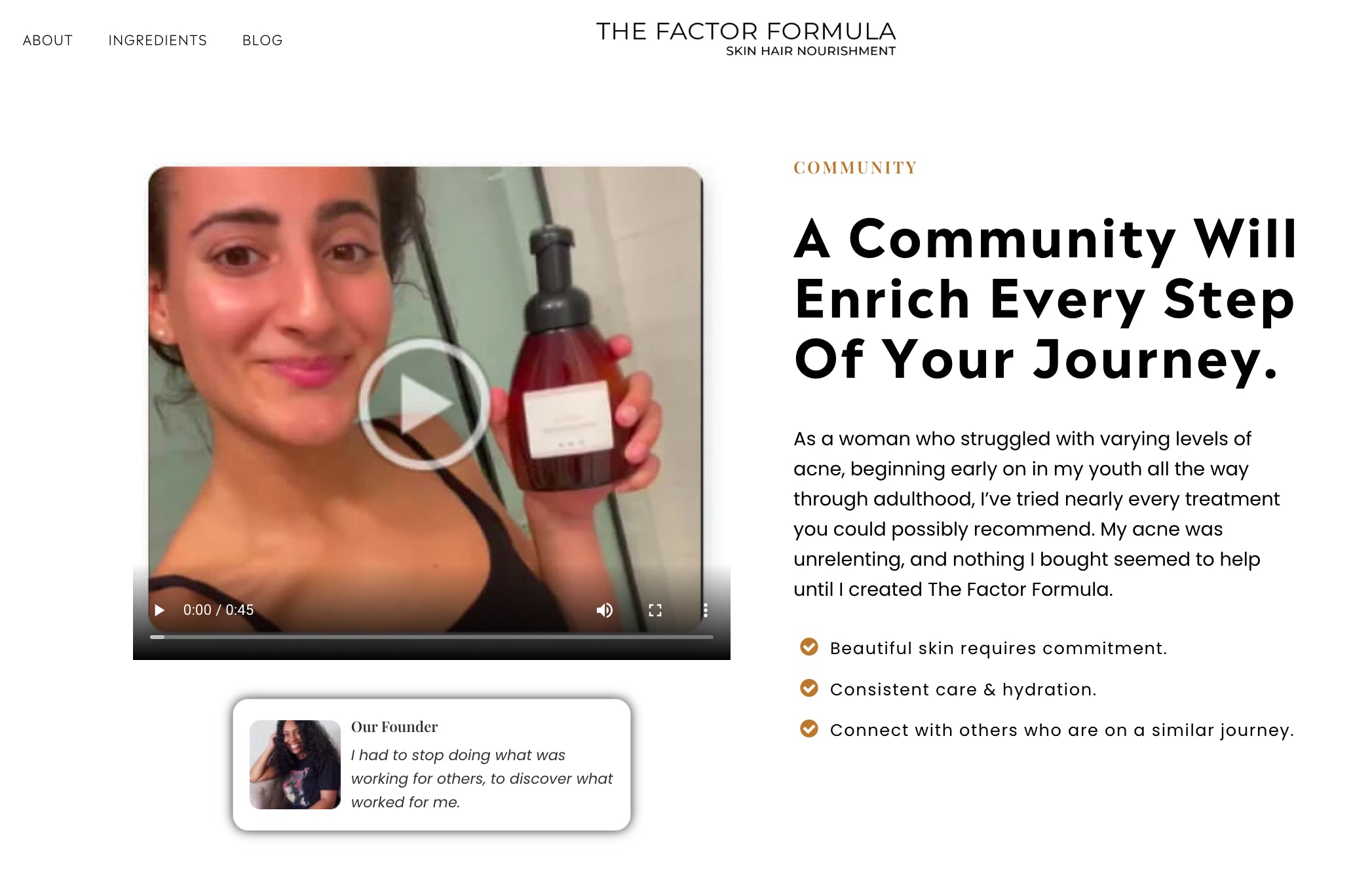 The Factor Formula's landing page