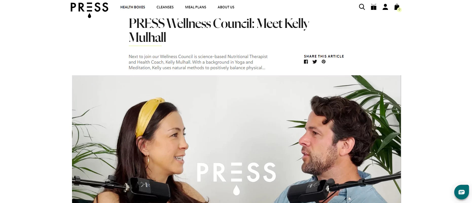 Screenshot of the PRESS Wellness Council: Meet Kelly Mulhall