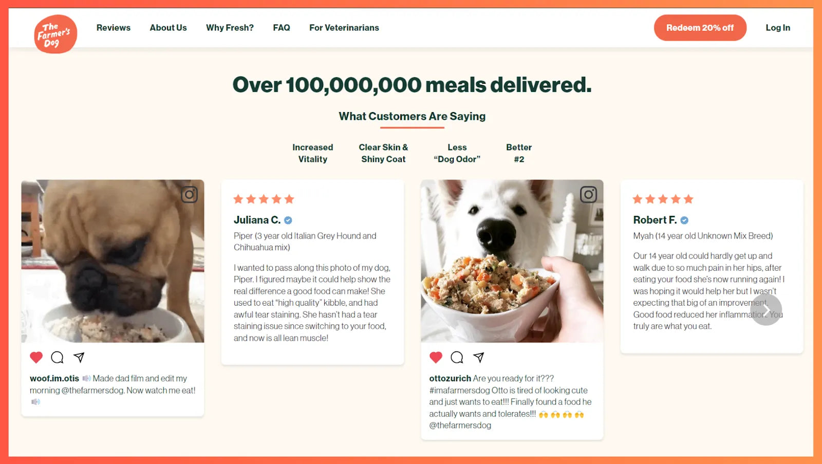 Homepage of The Farmer’s Dog