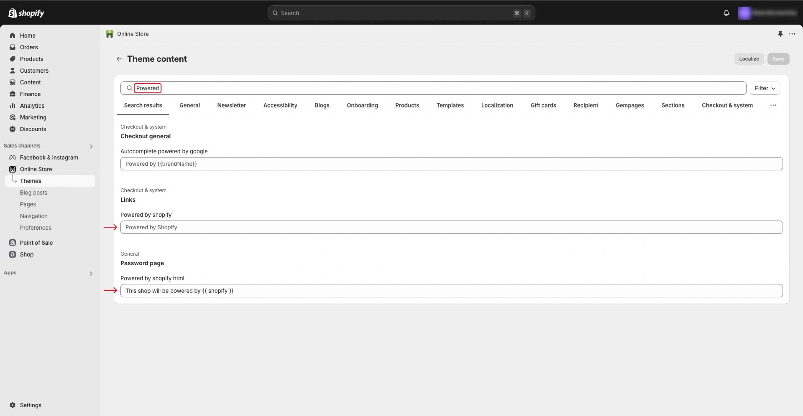 Screenshot of the Shopify Admin dashboard.