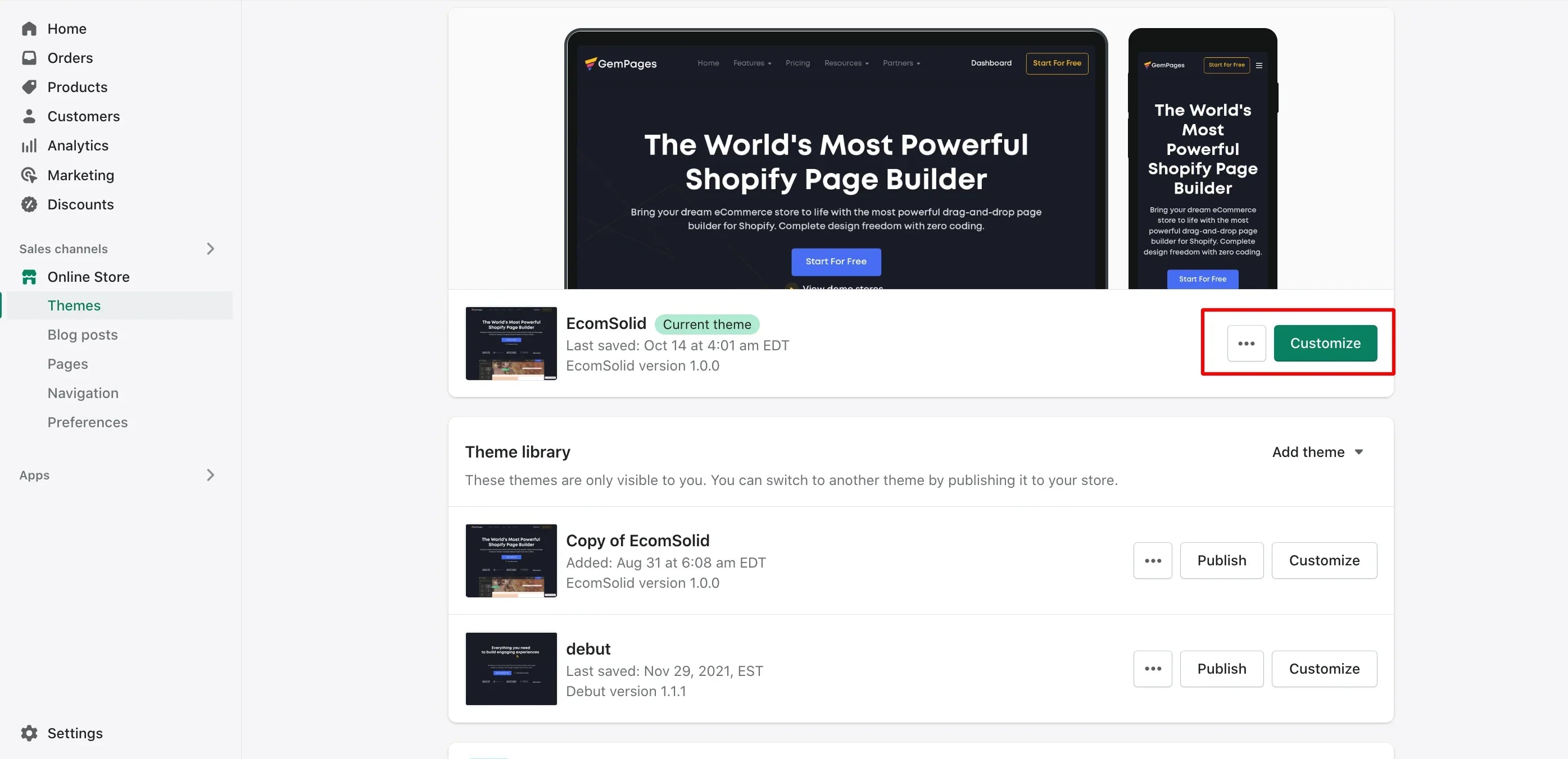 Shopifyランディングページをカスタマイズ