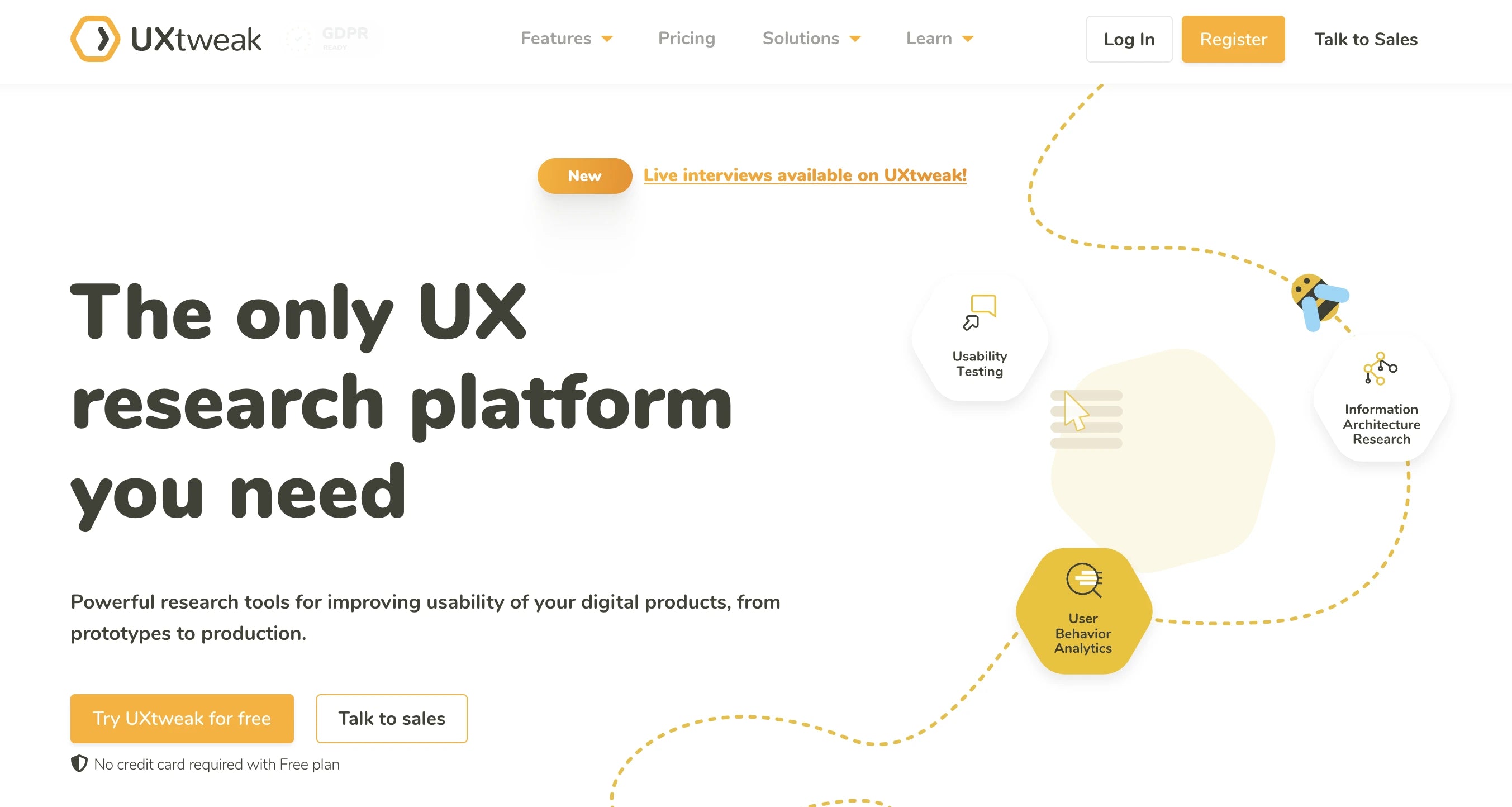 Screenshot of UXtweak’s website