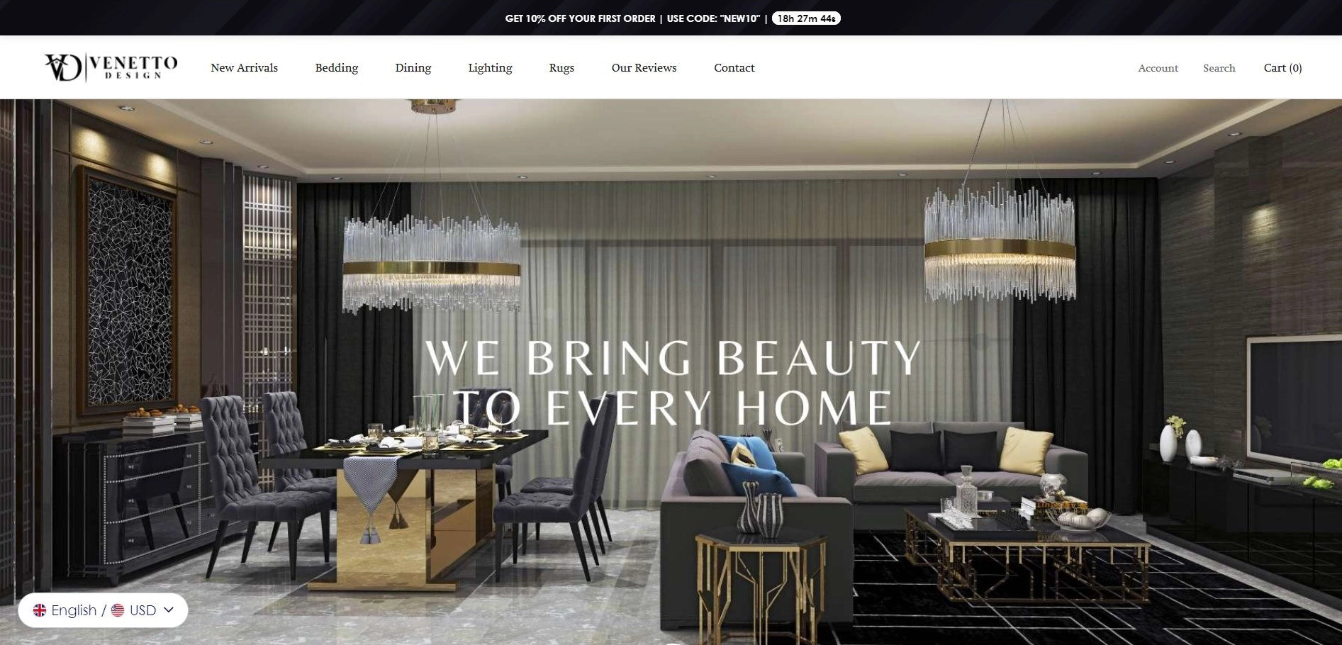Venetto Design’s homepage