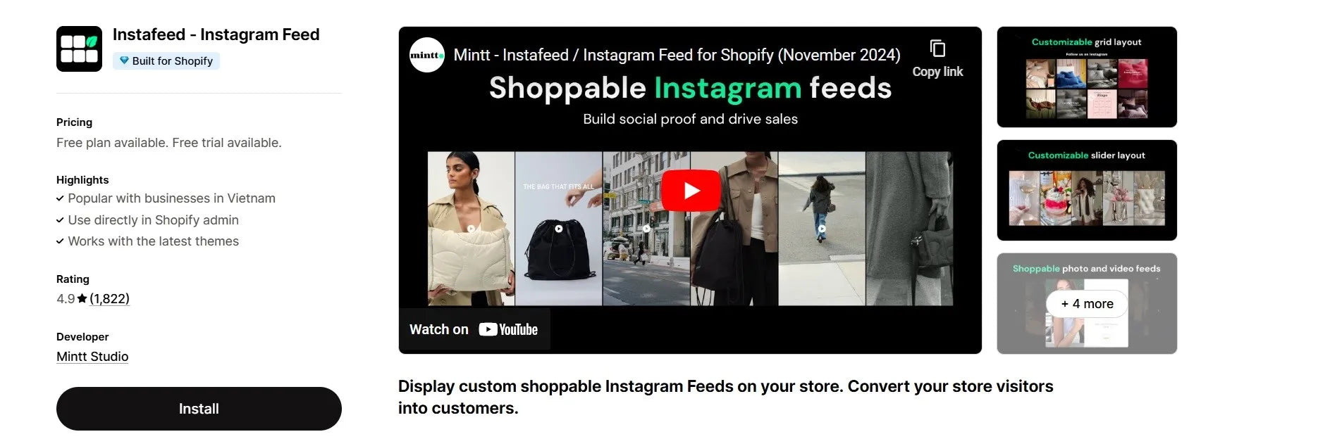 vitamin & supplements shopify app instafeed