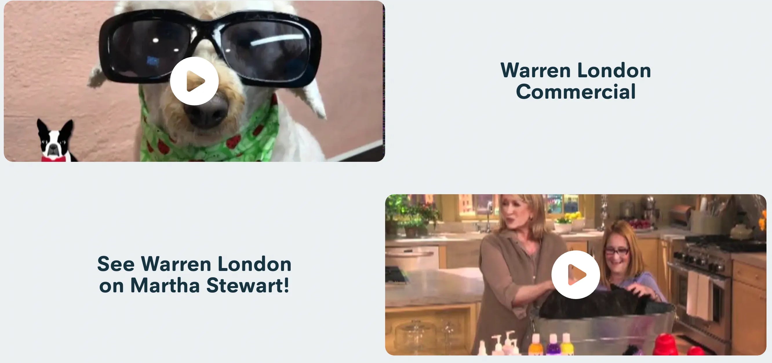 A screenshot of Warren London homepage.