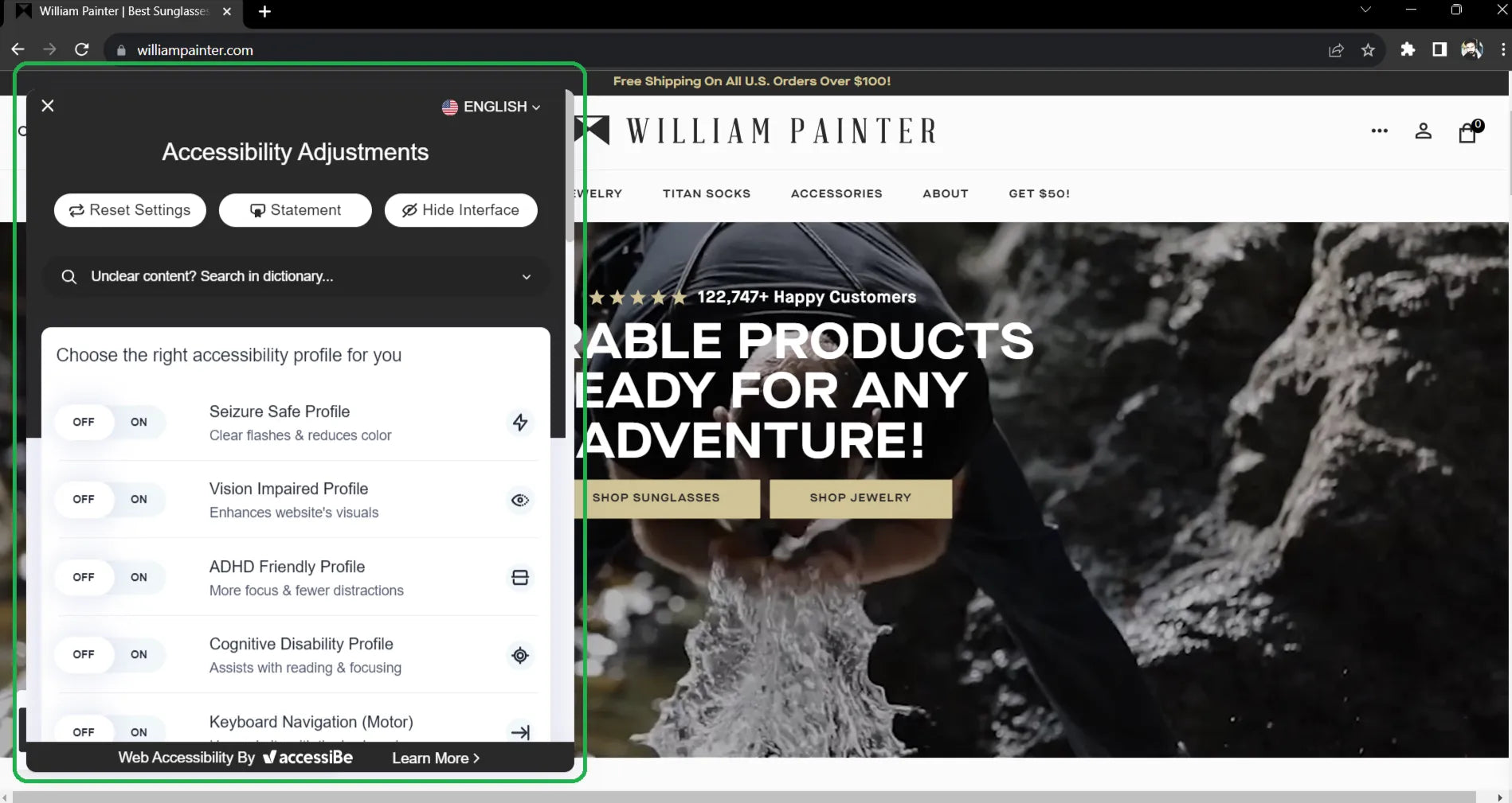 Above-the-fold section of William Painter’s website
