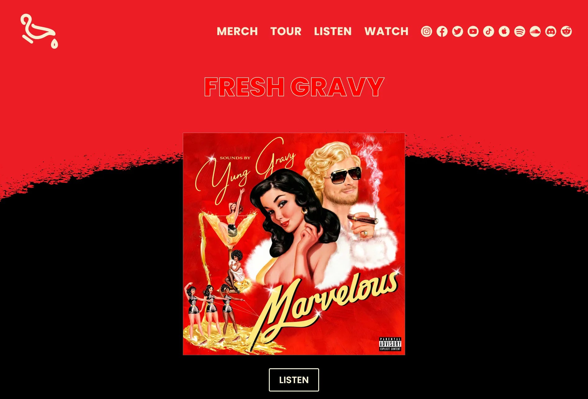 Screenshot of Yung Gravy’s Shopify music store.