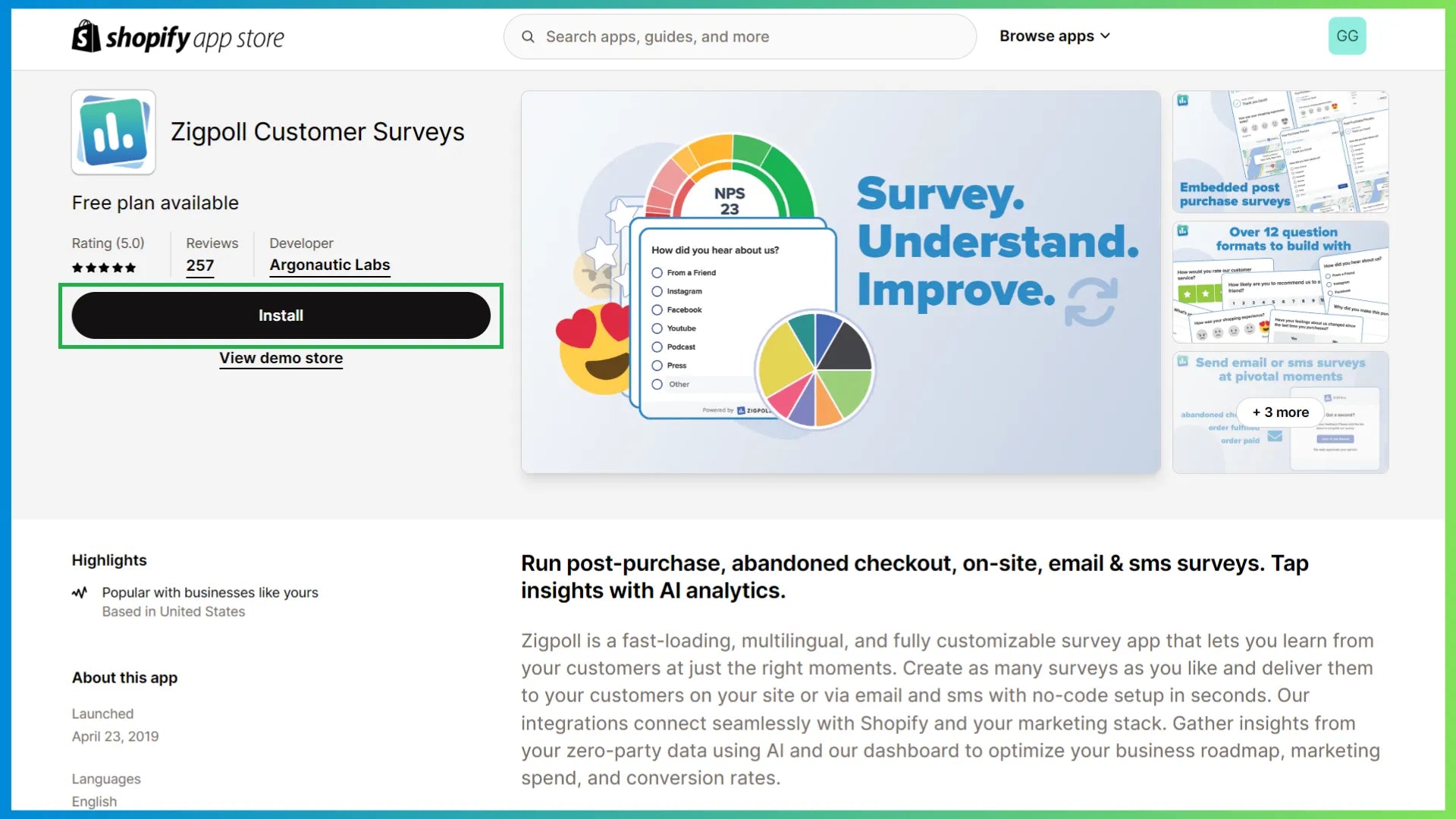 Post-purchase survey app - Zigpoll Customer Surveys