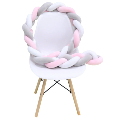 1m Newborn Baby Crib Bumper Cushion Knotted Braided Plush Nursery