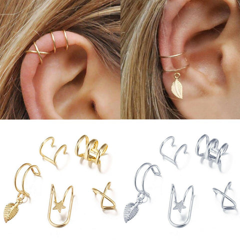 5Pcs/set Ear Cuff Clip On Earrings Fake Cartilage Earring Non ...