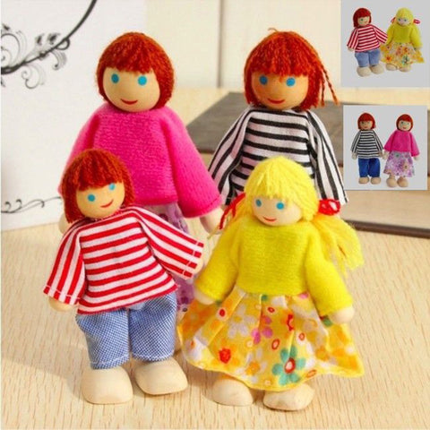 wooden dolls house family with baby