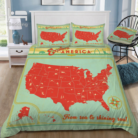 Explore America 3d Bedding Set Printed Duvet Cover Set Queen King