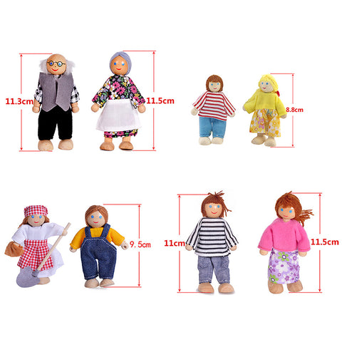 wooden dolls house family with baby