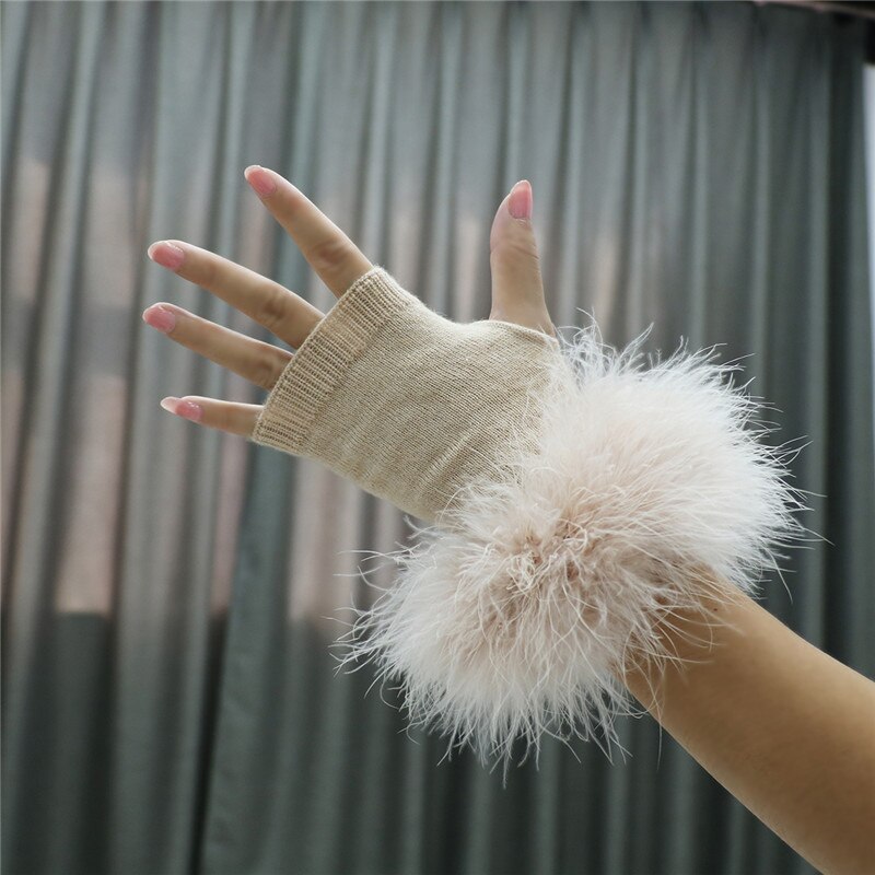 real fur fingerless gloves