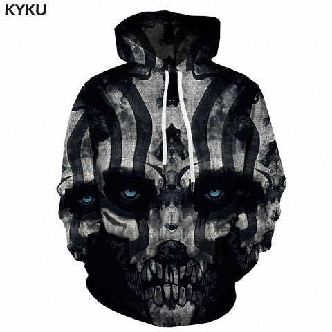 hooded 3d skull print trippy hoodie