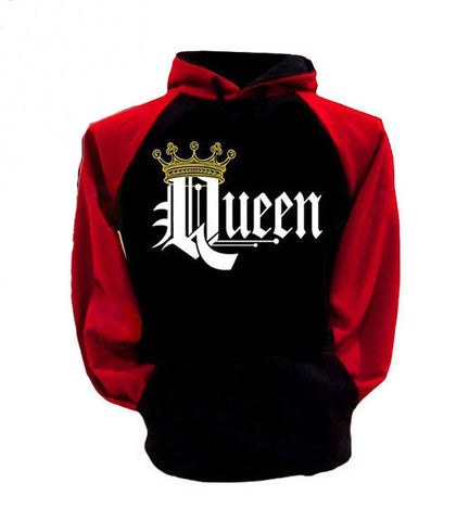 red and black king and queen hoodies