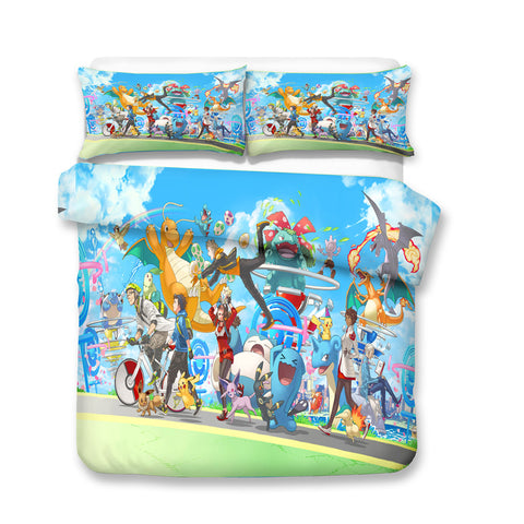 Hot Pokemon Catch Double Duvet Cover Set New Pikachu Bedding Kids