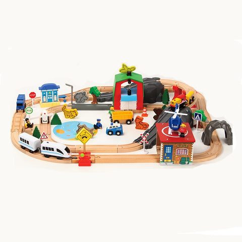 wooden train set electric engine